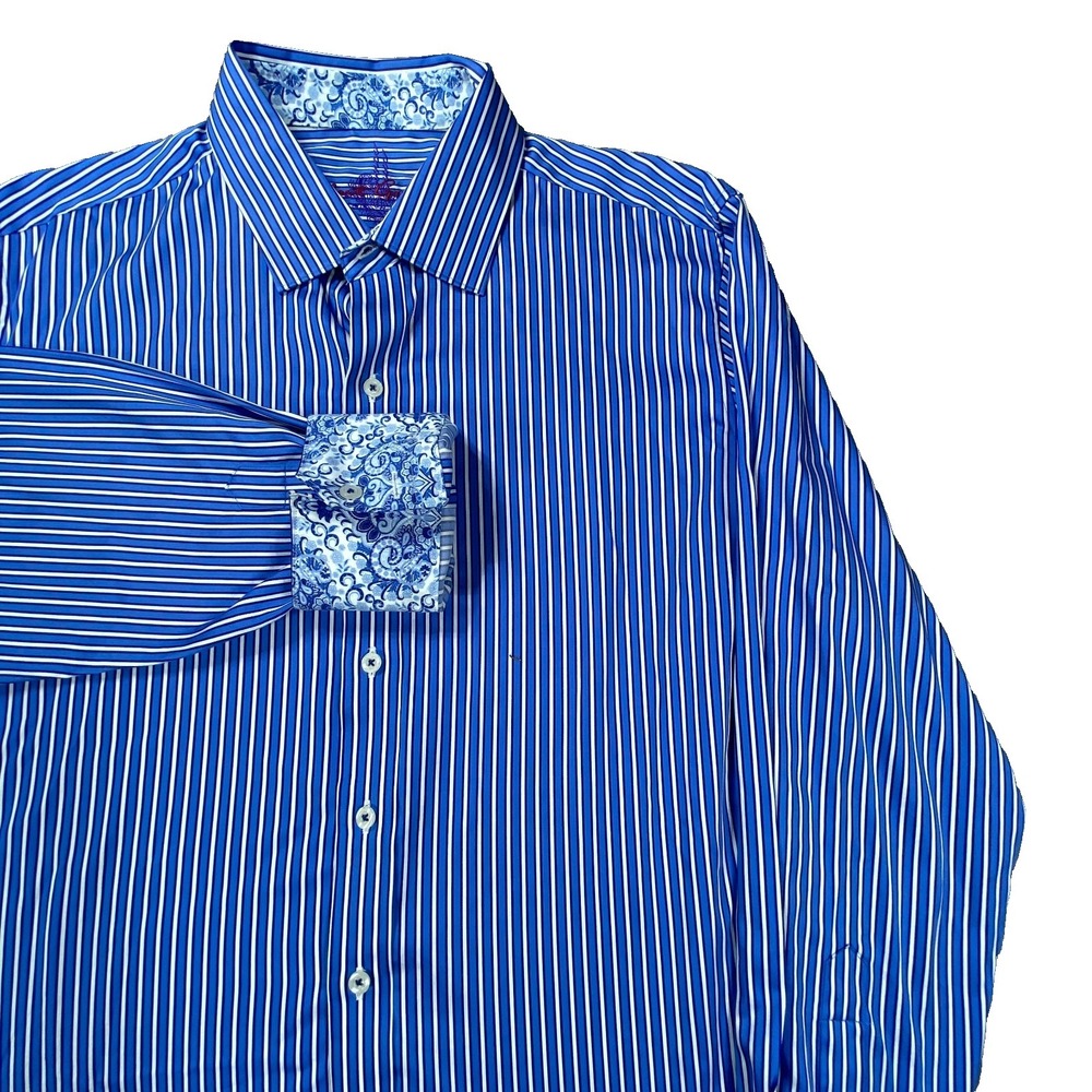 Robert Graham‎ Shirt Mens XL Dress Paisley Contrast Cuff Collar Office Button Up